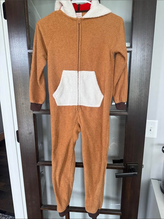 Cat & Jack Other - Cat & Jack Cozy Brown Holiday Hooded Kids One-Piece PJ’s